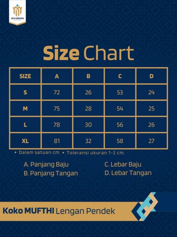 kemko mufthi mufthi bajukoko kokolebaran kemejakoko koko baju tanaabang, size chart koko musthi sizechartmufthi